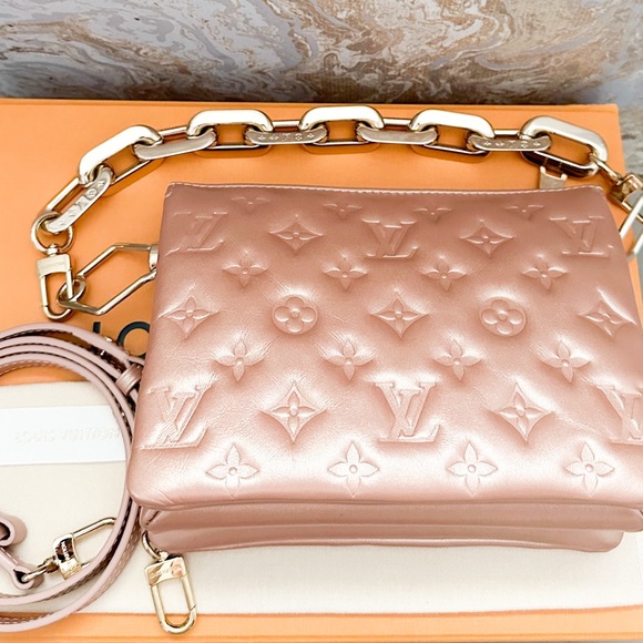 Louis Vuitton Coussin BB Metallic Rose Gold Embossed Monogram Crossbody Bag - Picture 8 of 14
